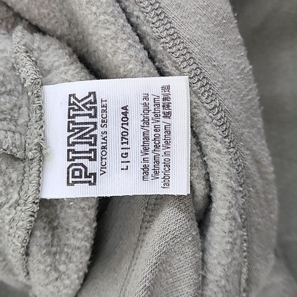 PINK Victoria's Secret Olive Green Gold Sequined Logo Fleece Hoodie - Size Large - Picture 12 of 14